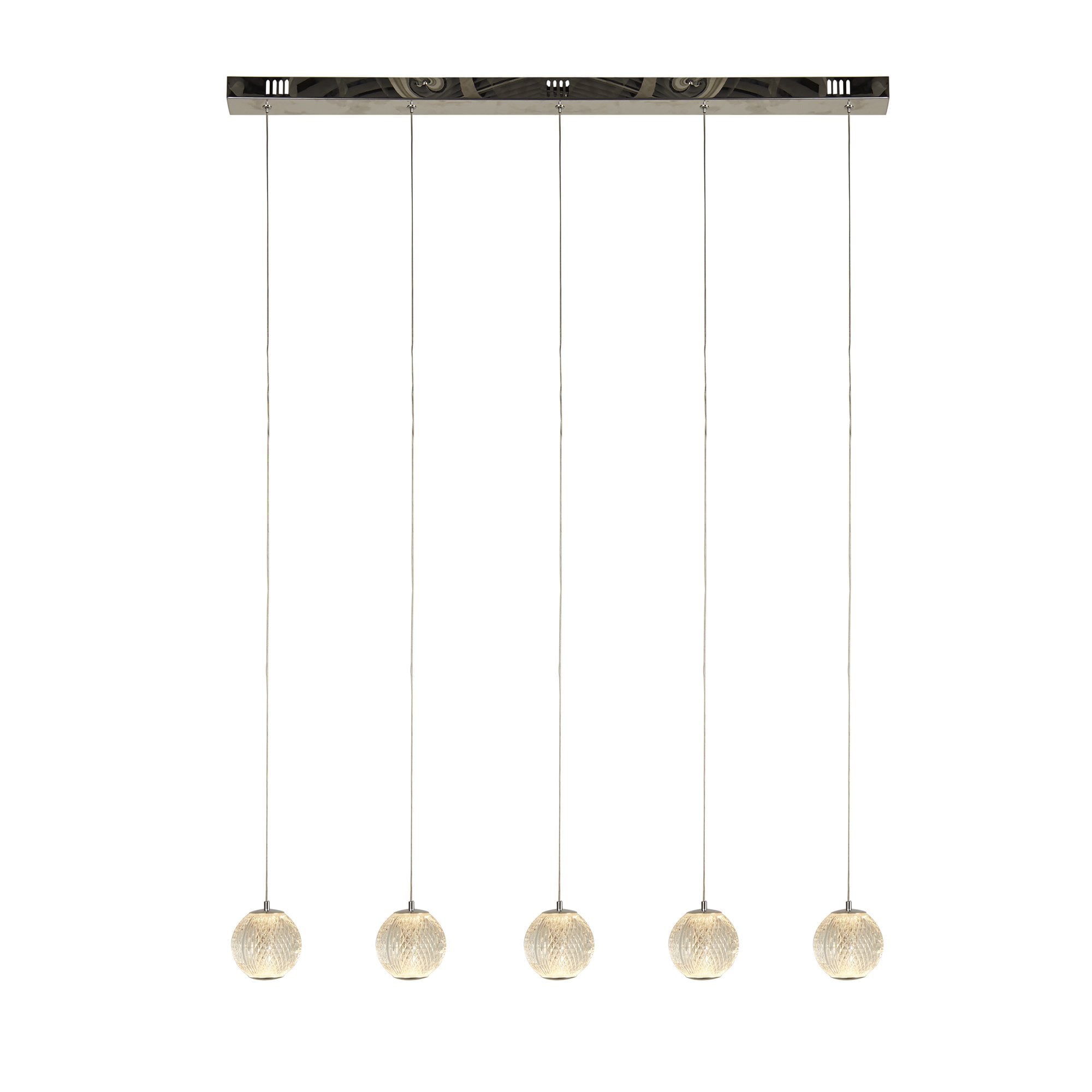 51485-5CC Allure 5 Light LED Bar Pendant Chrome Metal Clear Acrylic