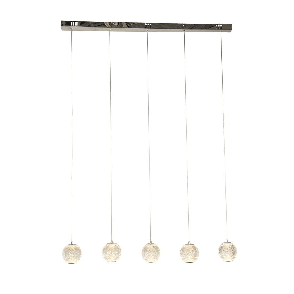 51485-5CC Allure 5 Light LED Bar Pendant Chrome Metal Clear Acrylic