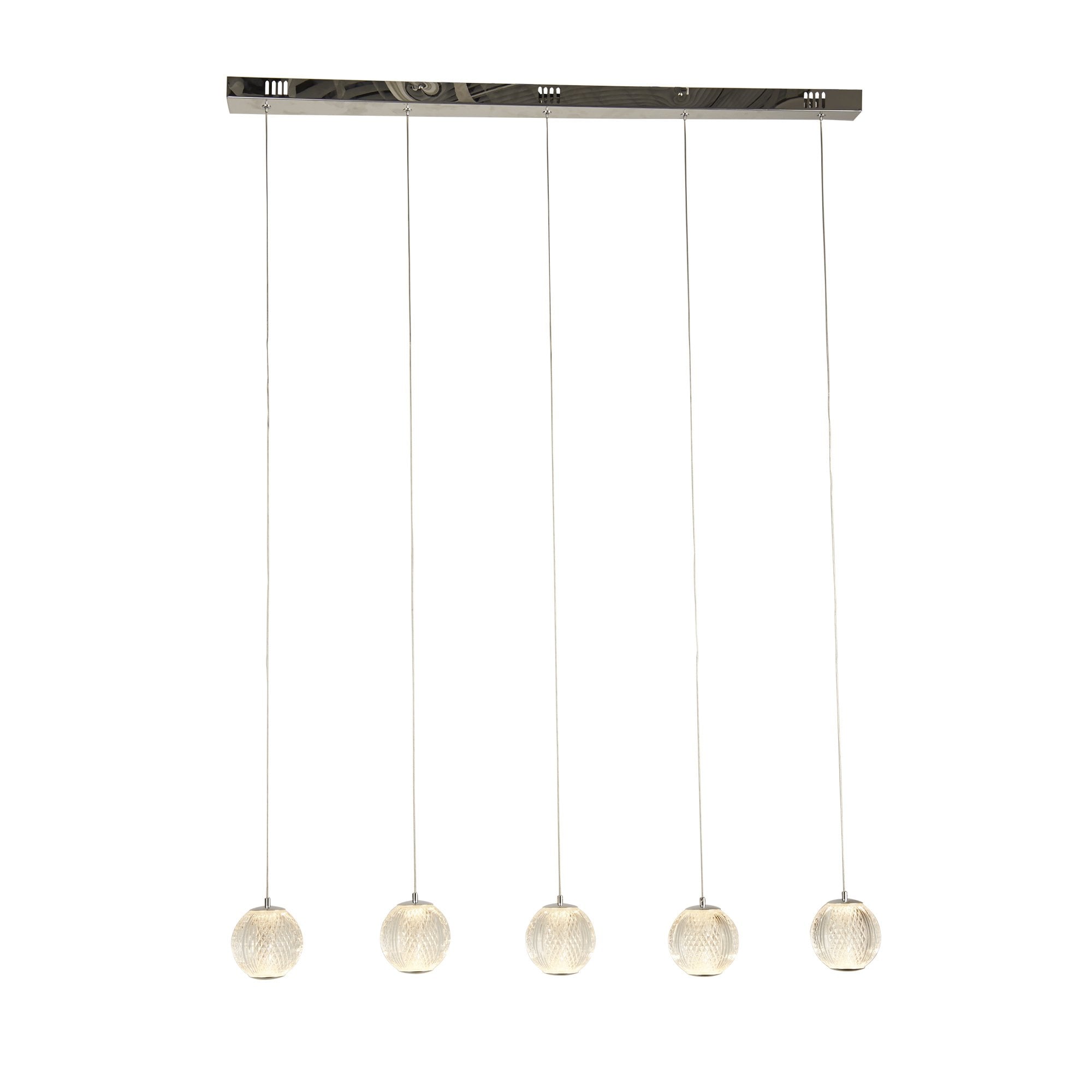 51485-5CC Allure 5 Light LED Bar Pendant Chrome Metal Clear Acrylic