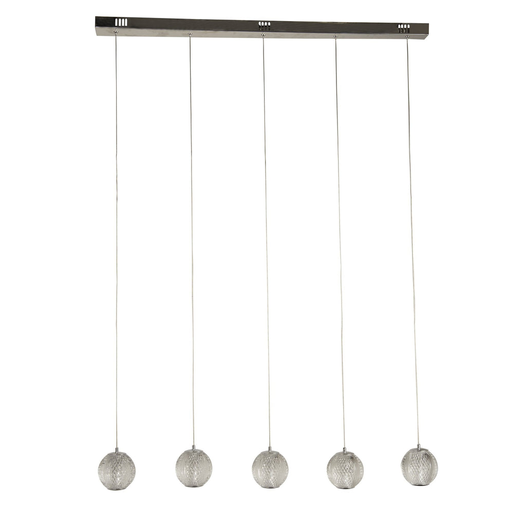 51485-5CC Allure 5 Light LED Bar Pendant Chrome Metal Clear Acrylic