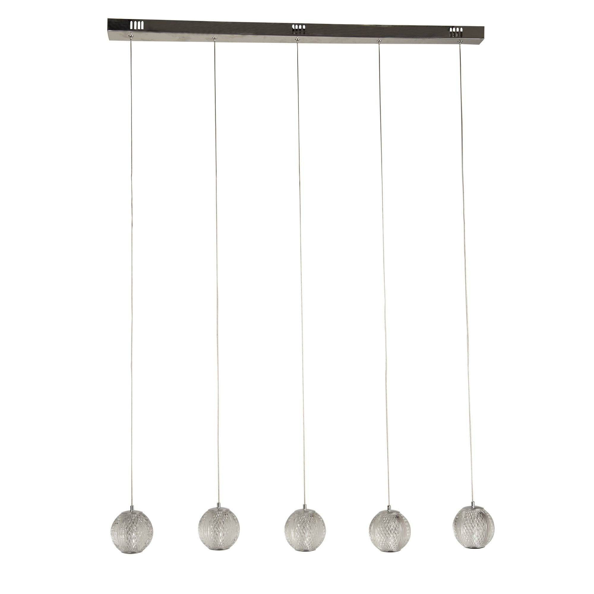 51485-5CC Allure 5 Light LED Bar Pendant Chrome Metal Clear Acrylic