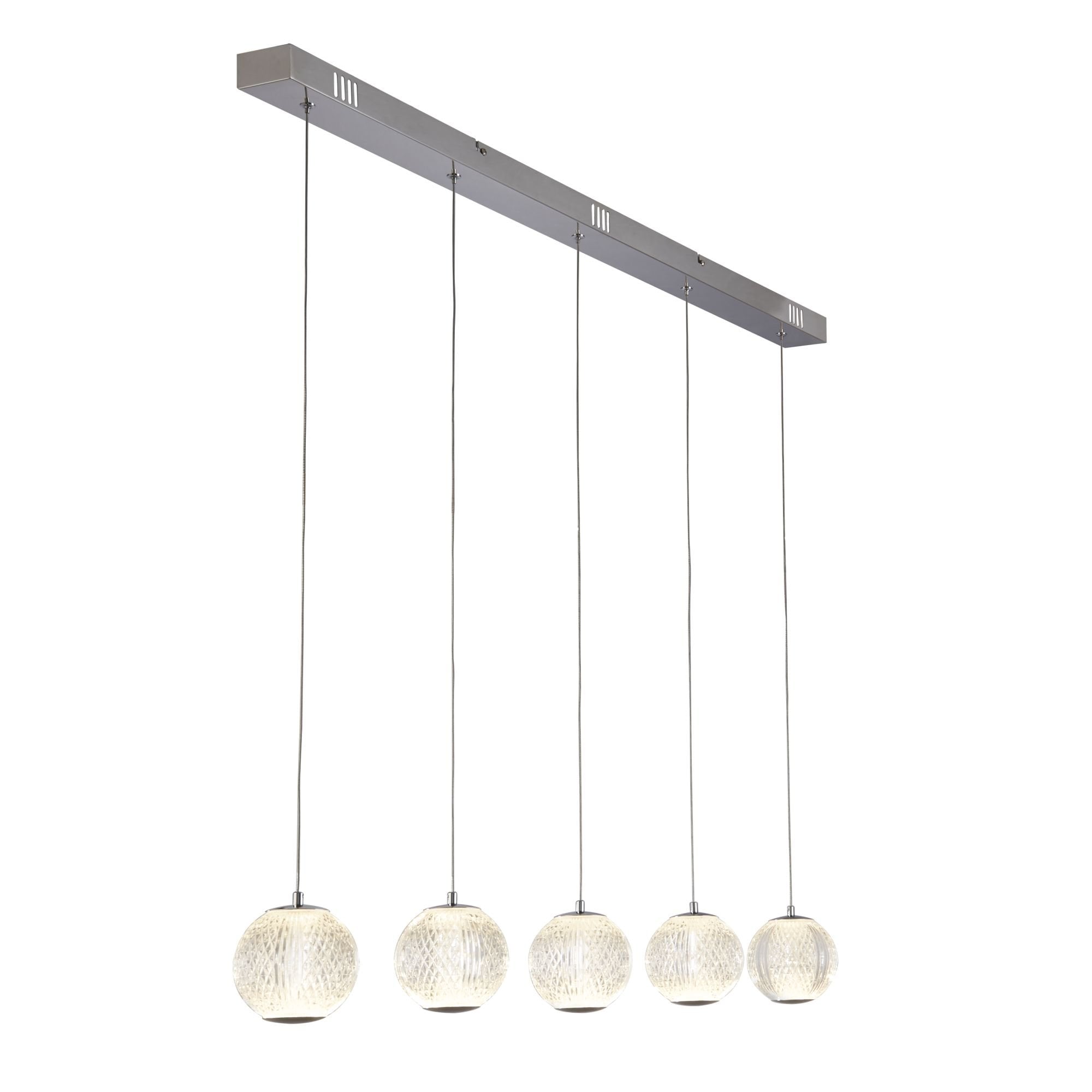 51485-5CC Allure 5 Light LED Bar Pendant Chrome Metal Clear Acrylic