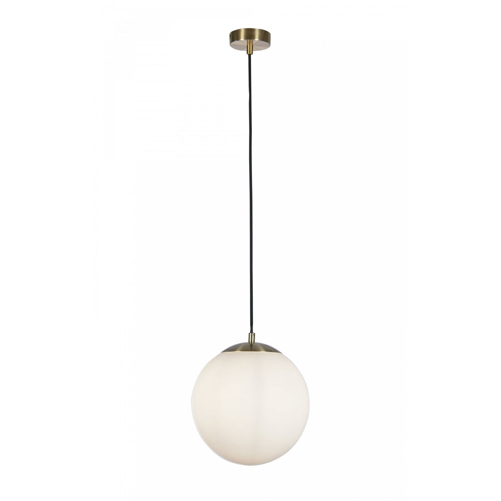 6077SB Atom II Pendant Satin Brass Opal Glass