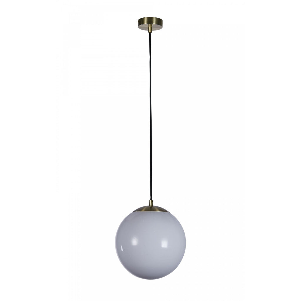 6077SB Atom II Pendant Satin Brass Opal Glass