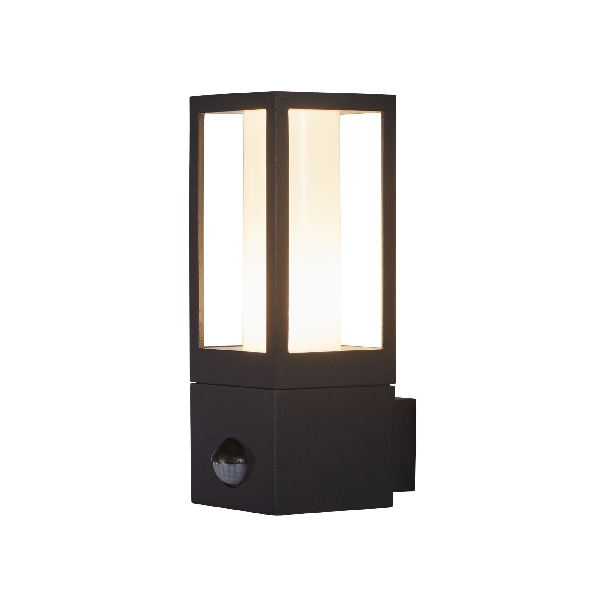 91251-1BK-PIR Avenue Outdoor Wall Light Black Metal White Polycarbonate PIR