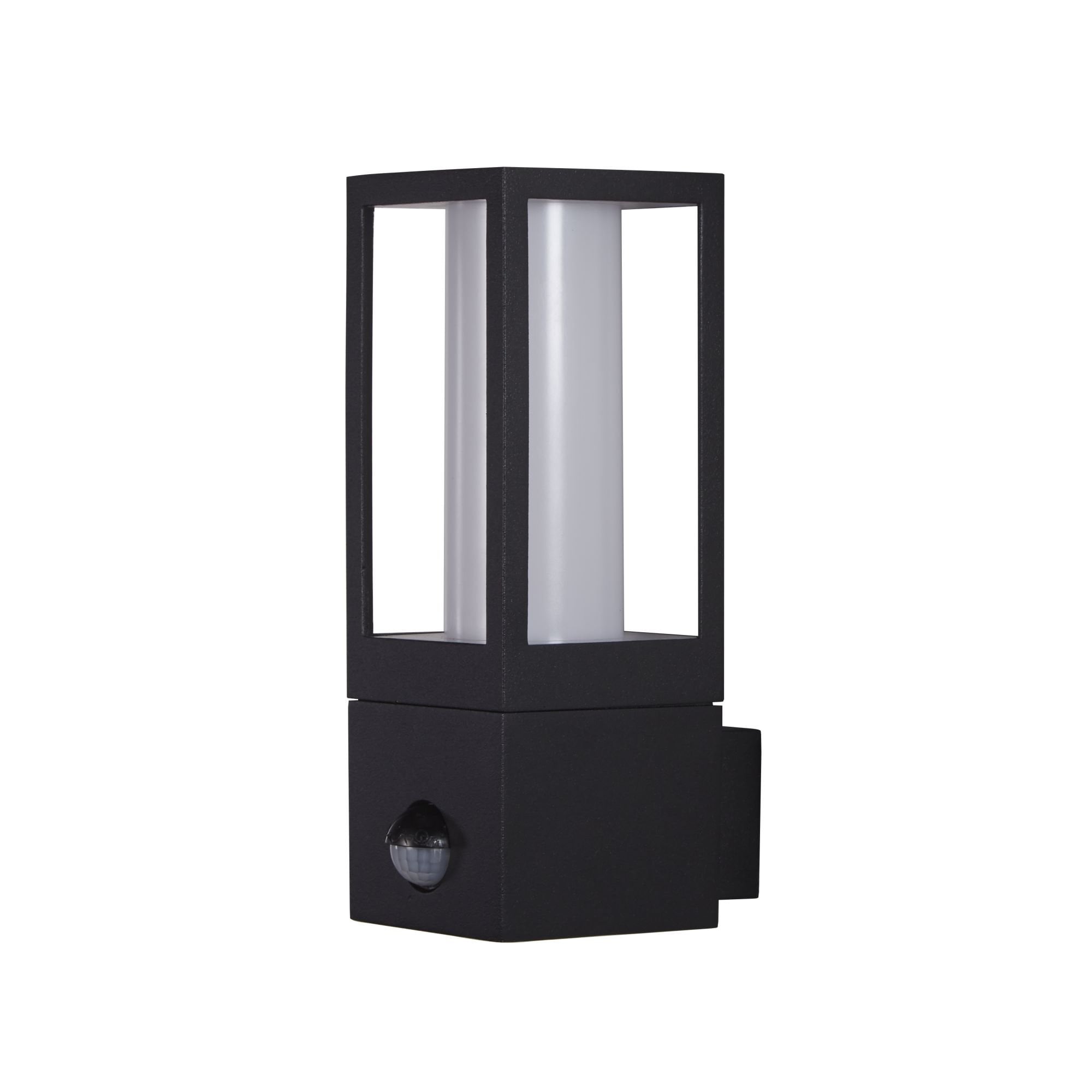 91251-1BK-PIR Avenue Outdoor Wall Light Black Metal White Polycarbonate PIR