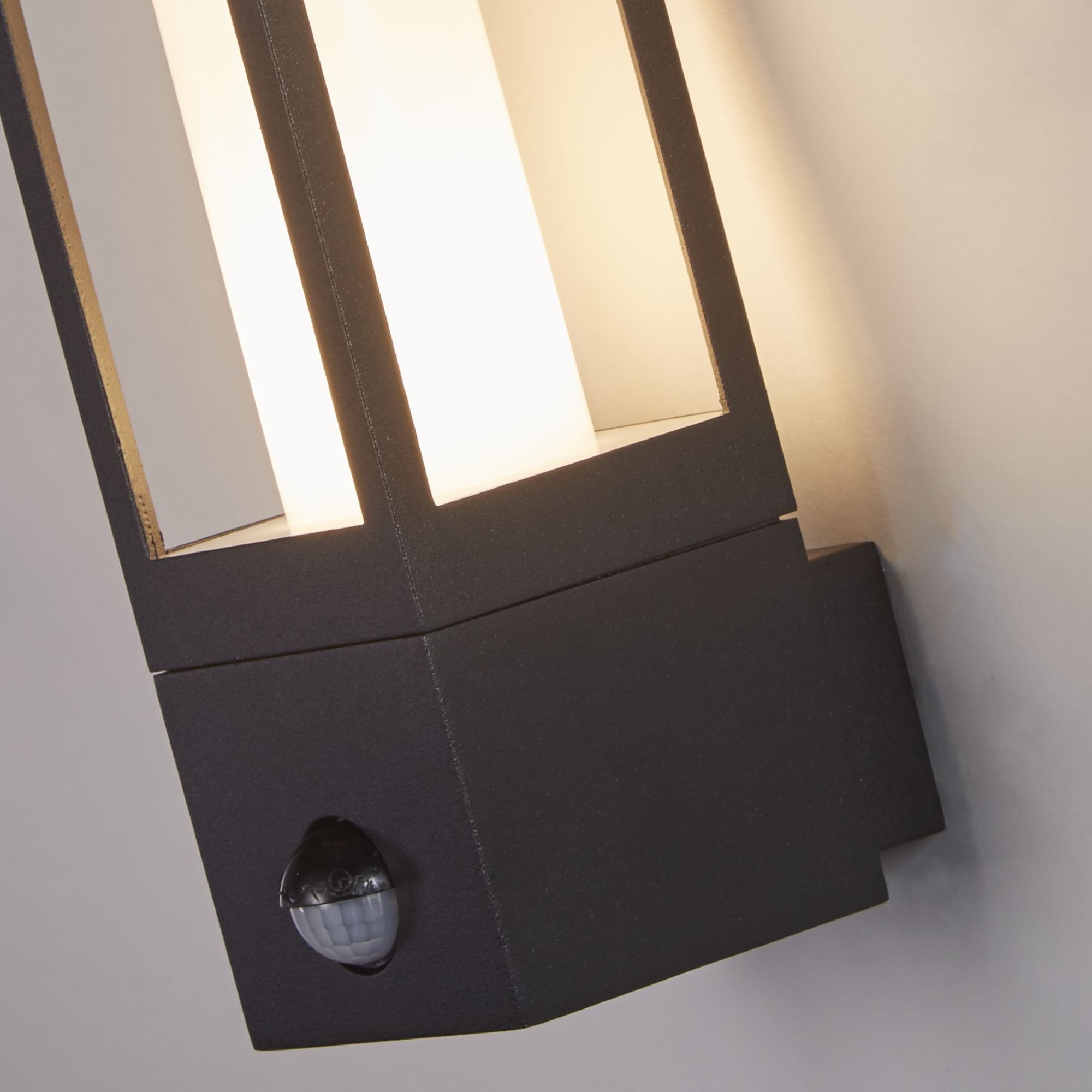 91251-1BK-PIR Avenue Outdoor Wall Light Black Metal White Polycarbonate PIR
