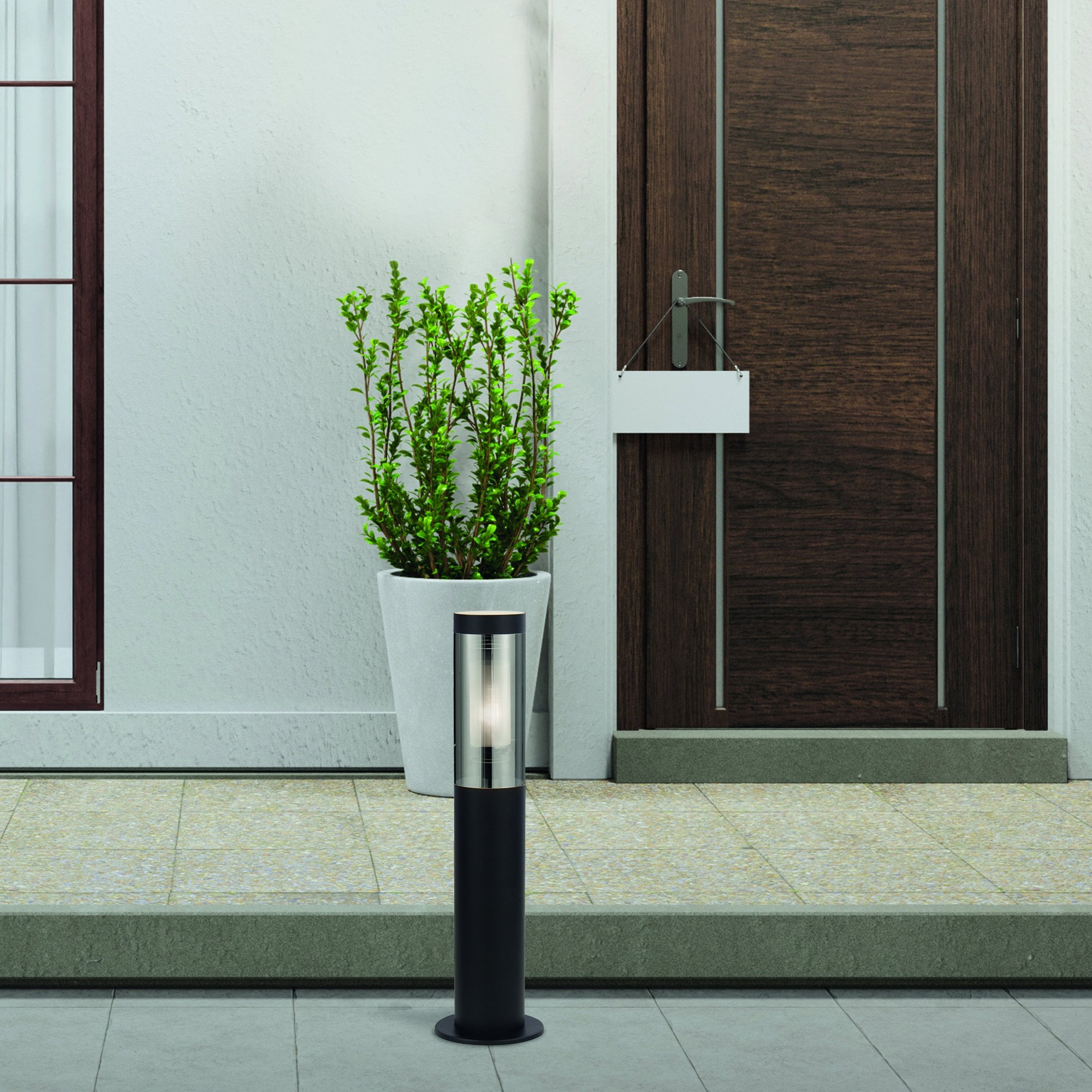 93901-450BK Batton Outdoor Post Black Metal Smoked Polycarbonate