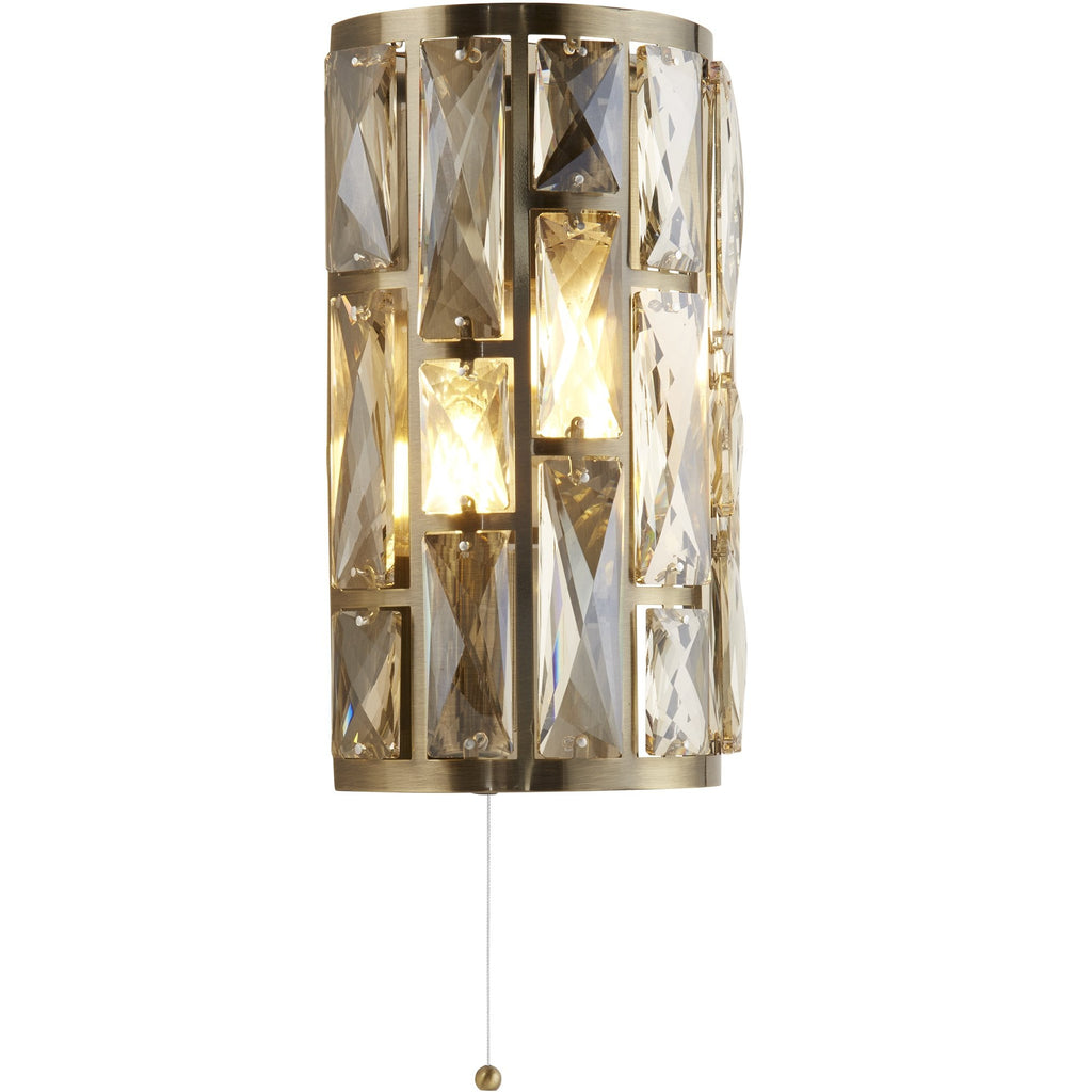 6582-2AB Bijou 2 Light Wall Light Antique Brass Metal Champagne Glass