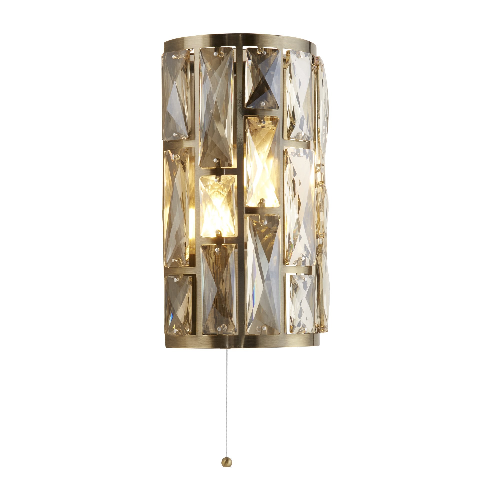 6582-2AB Bijou 2 Light Wall Light Antique Brass Metal Champagne Glass