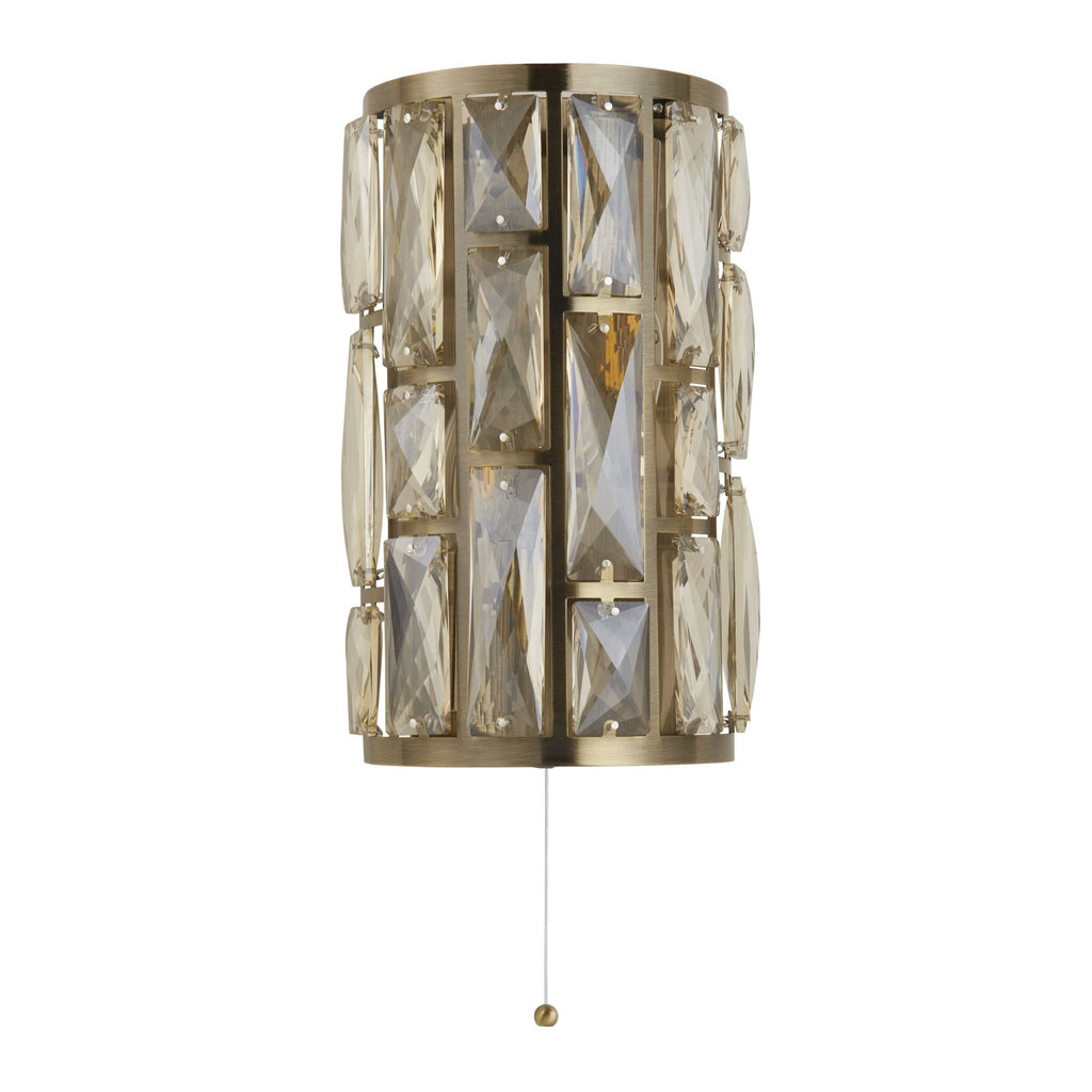 6582-2AB Bijou 2 Light Wall Light Antique Brass Metal Champagne Glass