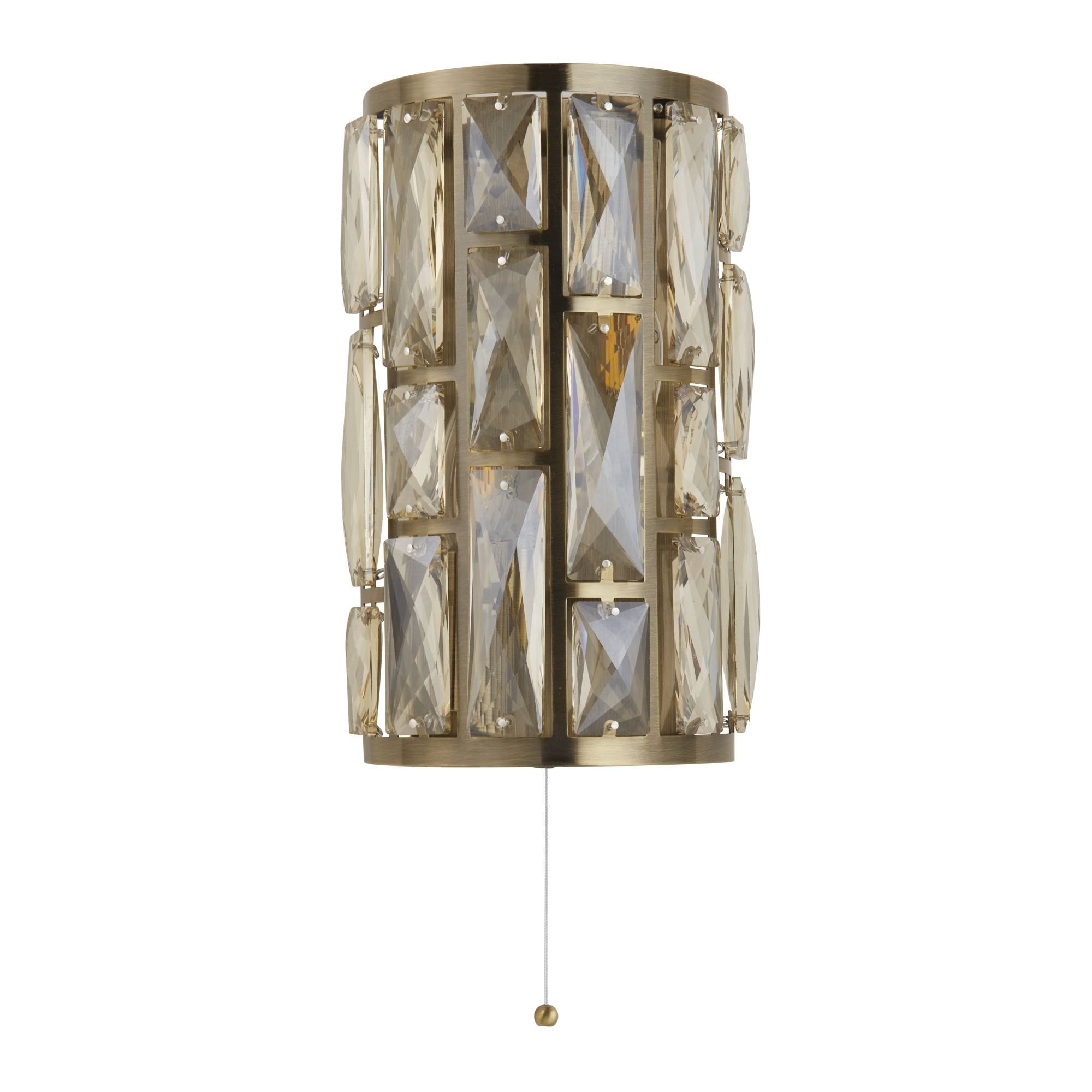 6582-2AB Bijou 2 Light Wall Light Antique Brass Metal Champagne Glass