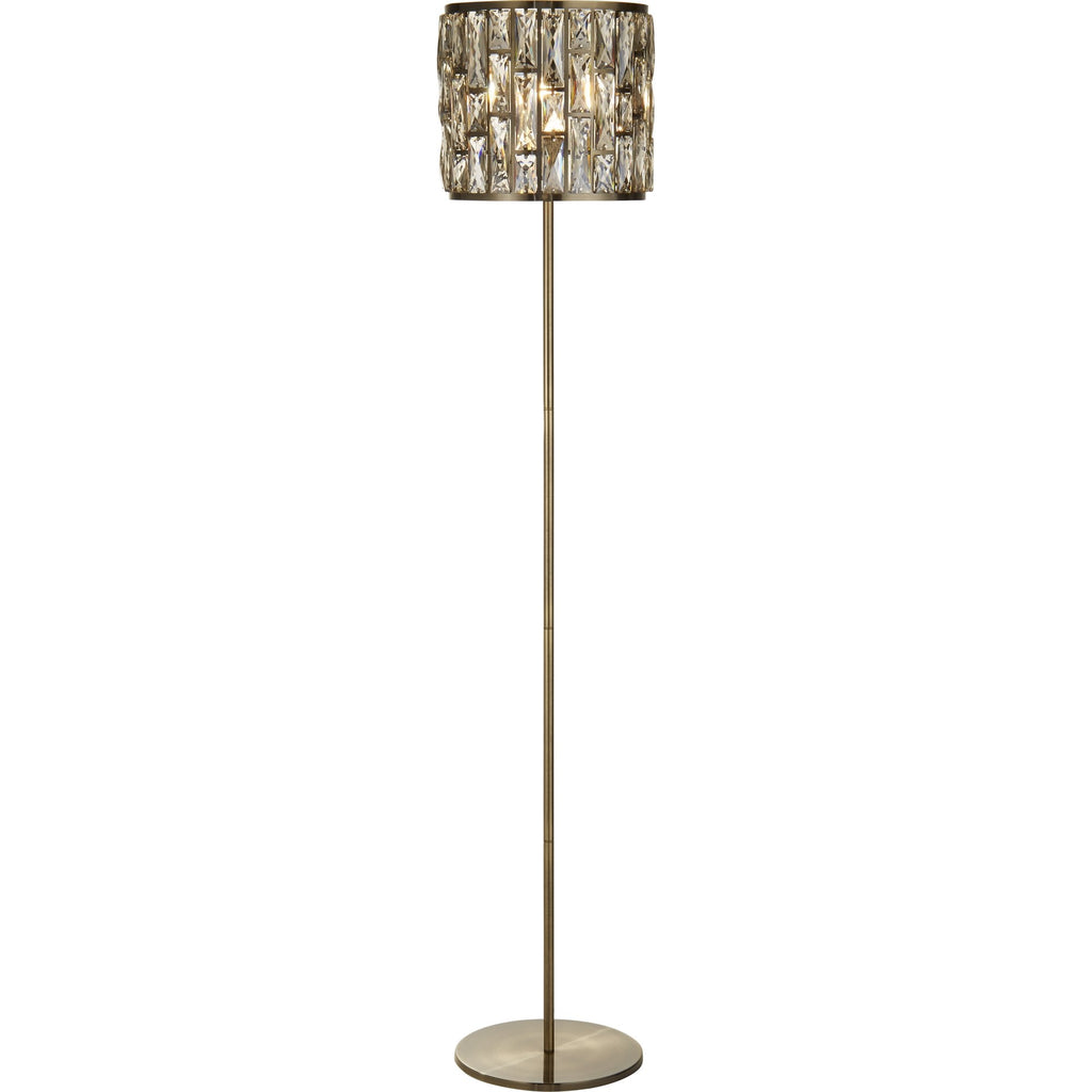 6589AB Bijou Floor Lamp Antique Brass Metal Champagne Glass