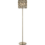 6589AB Bijou Floor Lamp Antique Brass Metal Champagne Glass