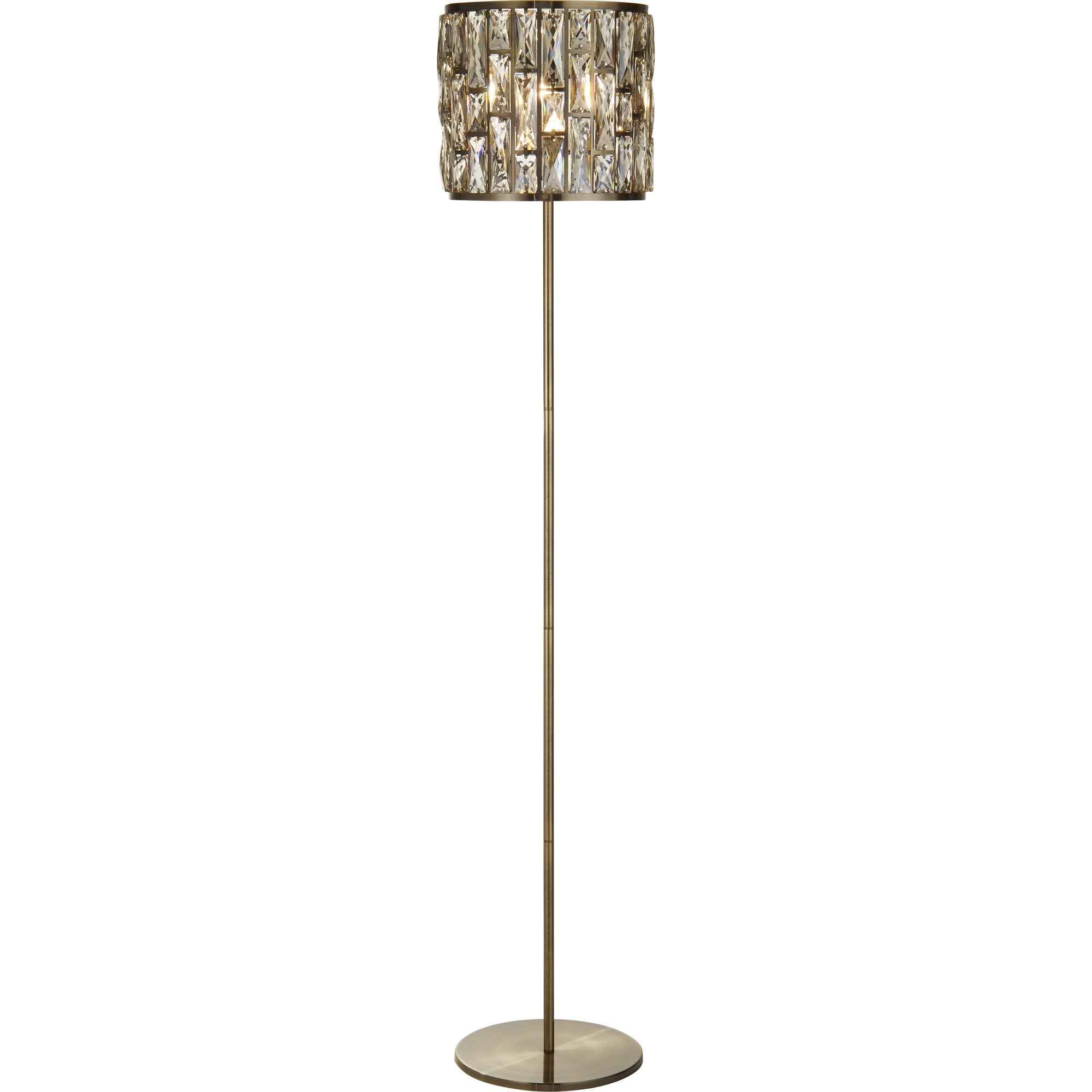 6589AB Bijou Floor Lamp Antique Brass Metal Champagne Glass