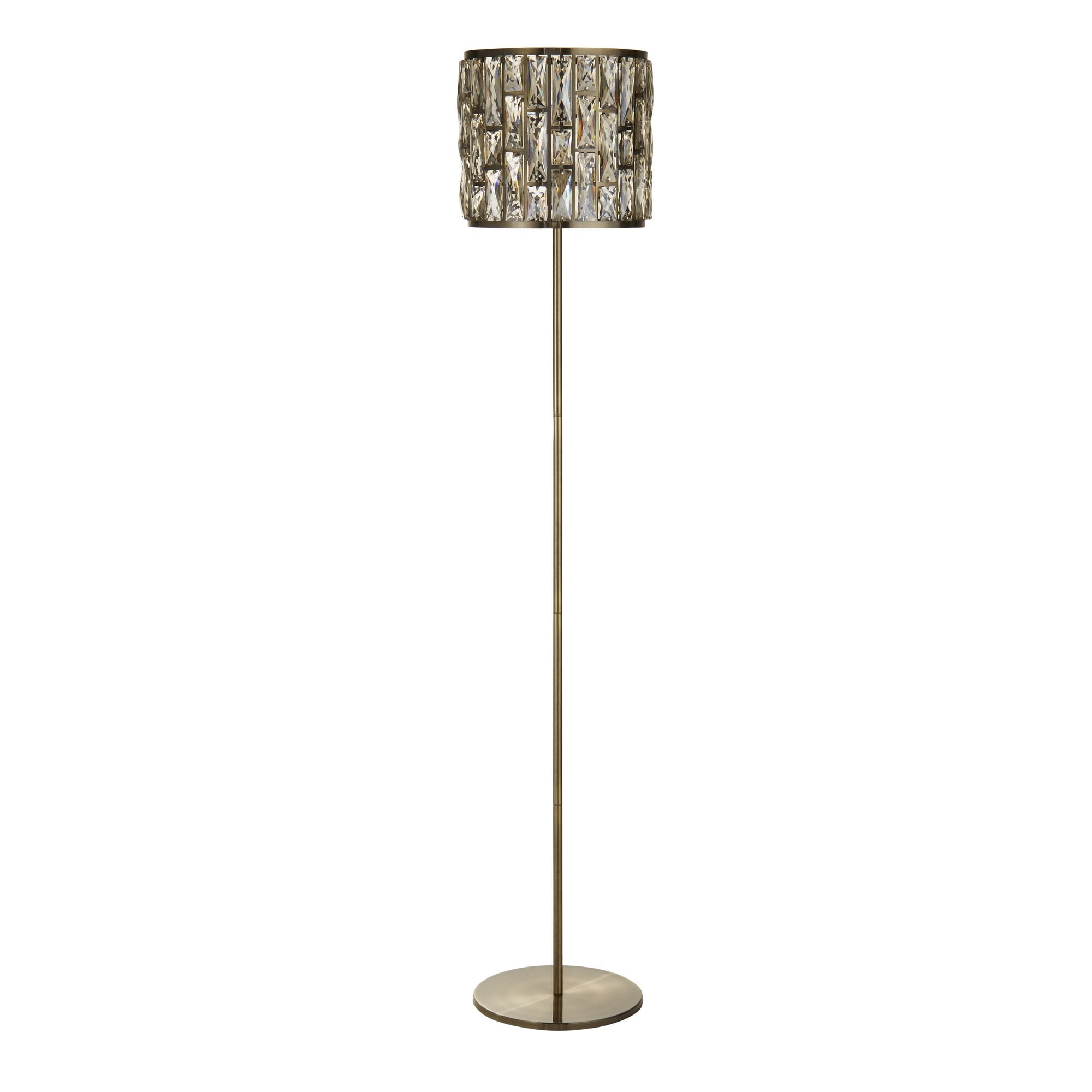 6589AB Bijou Floor Lamp Antique Brass Metal Champagne Glass