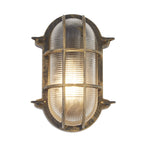 61402BG Bulkhead Oval Outdoor Light Black Gold Metal Clear Glass
