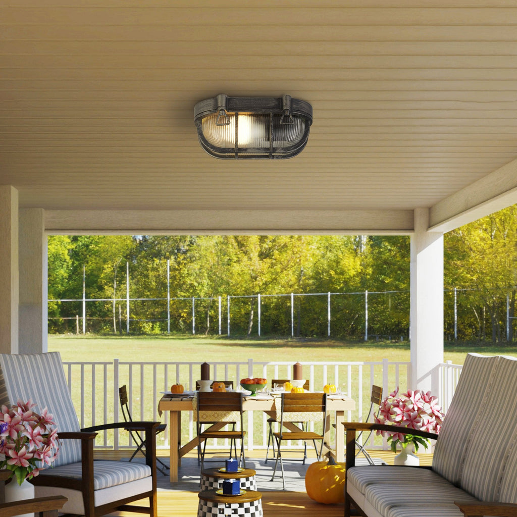 61402BS Bulkhead Oval Outdoor Wall Light Black Silver