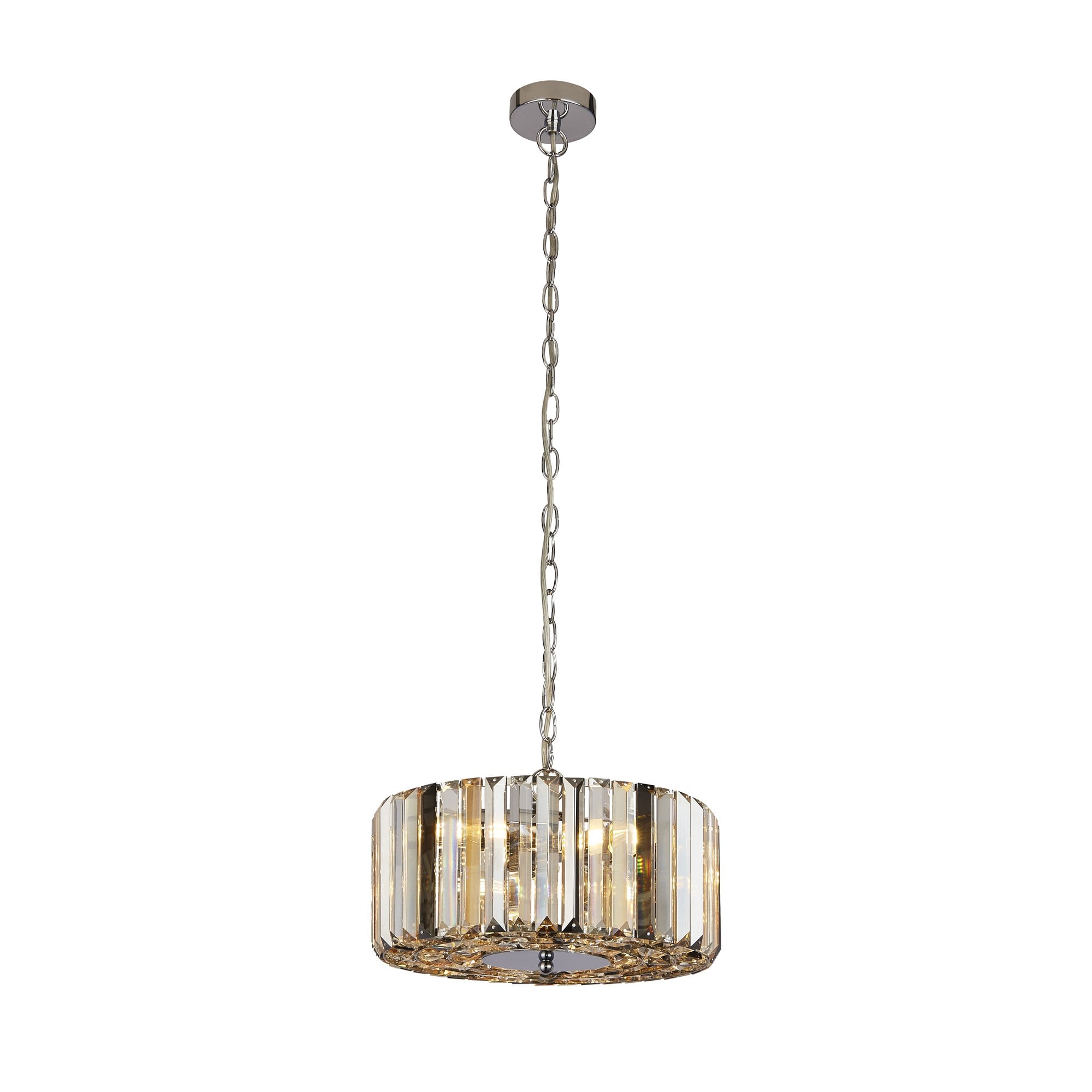 82101-3CC Chapeau 3 Light Pendant/SemiFlush Chrome Mixed Glass