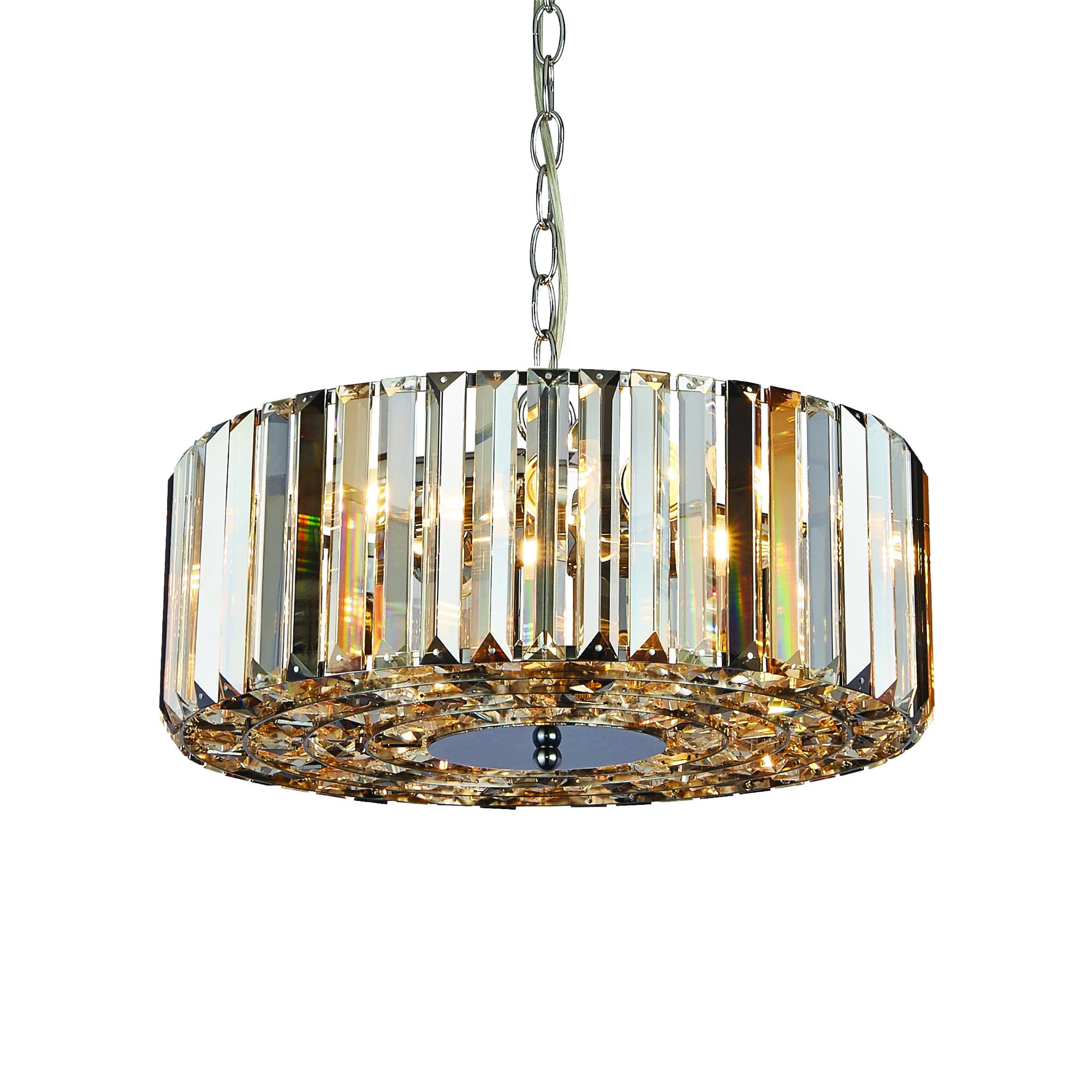 82101-5CC Chapeau 5 Light Pendant/SemiFlush Chrome Mixed Glass