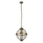 44213-3AB Coronet 3 Light Pendant Antique Brass Metal Glass