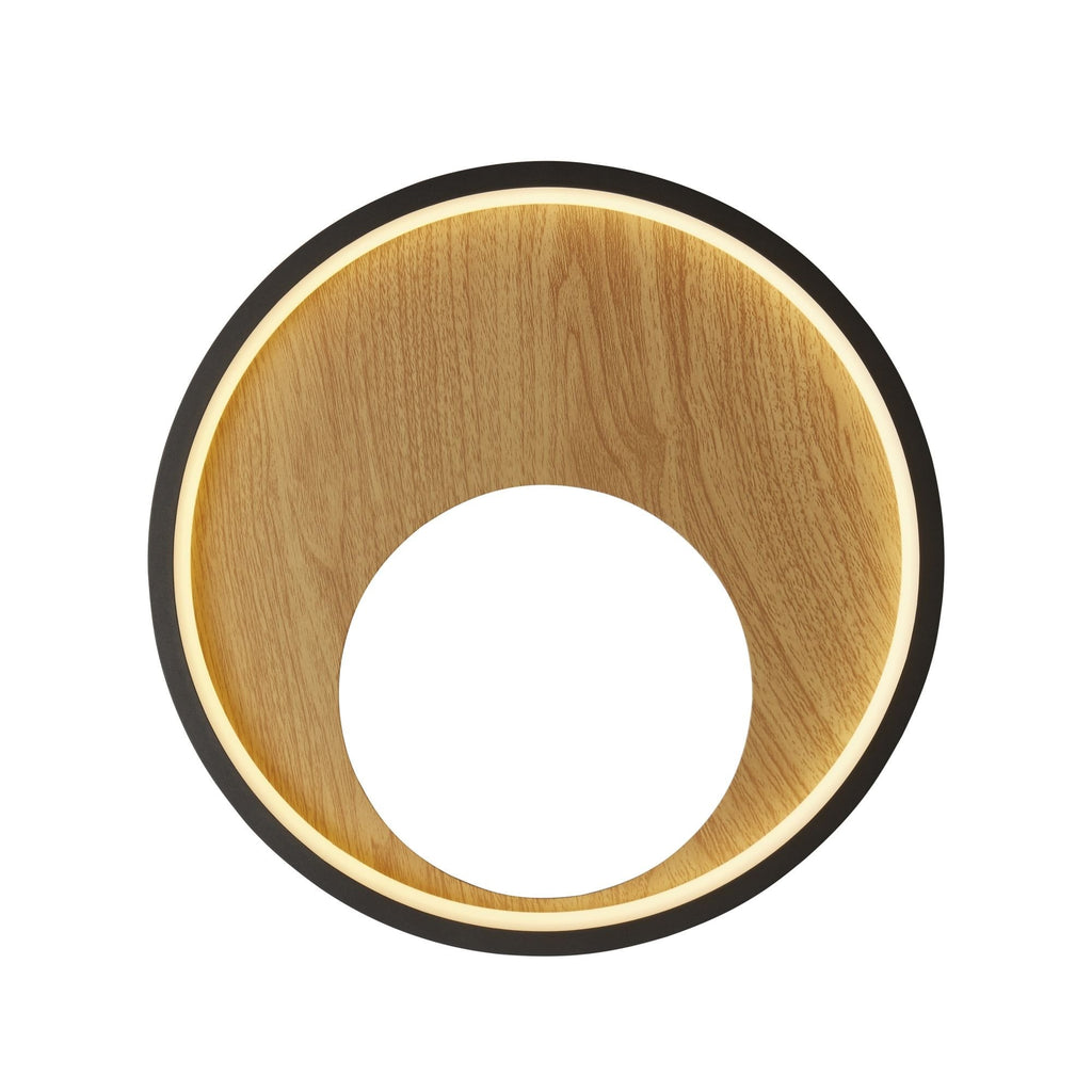 36303-1BK Curio LED Wall Light Black Metal Wood