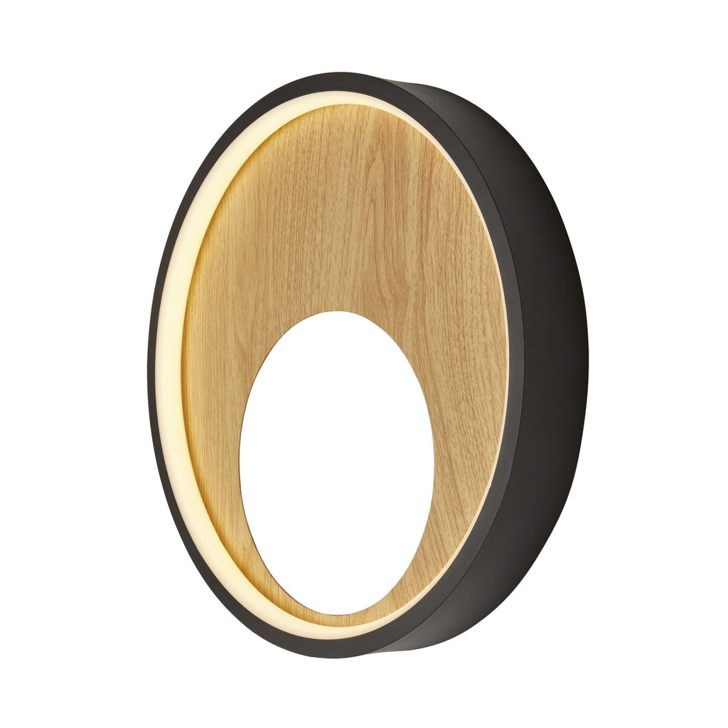 36303-1BK Curio LED Wall Light Black Metal Wood