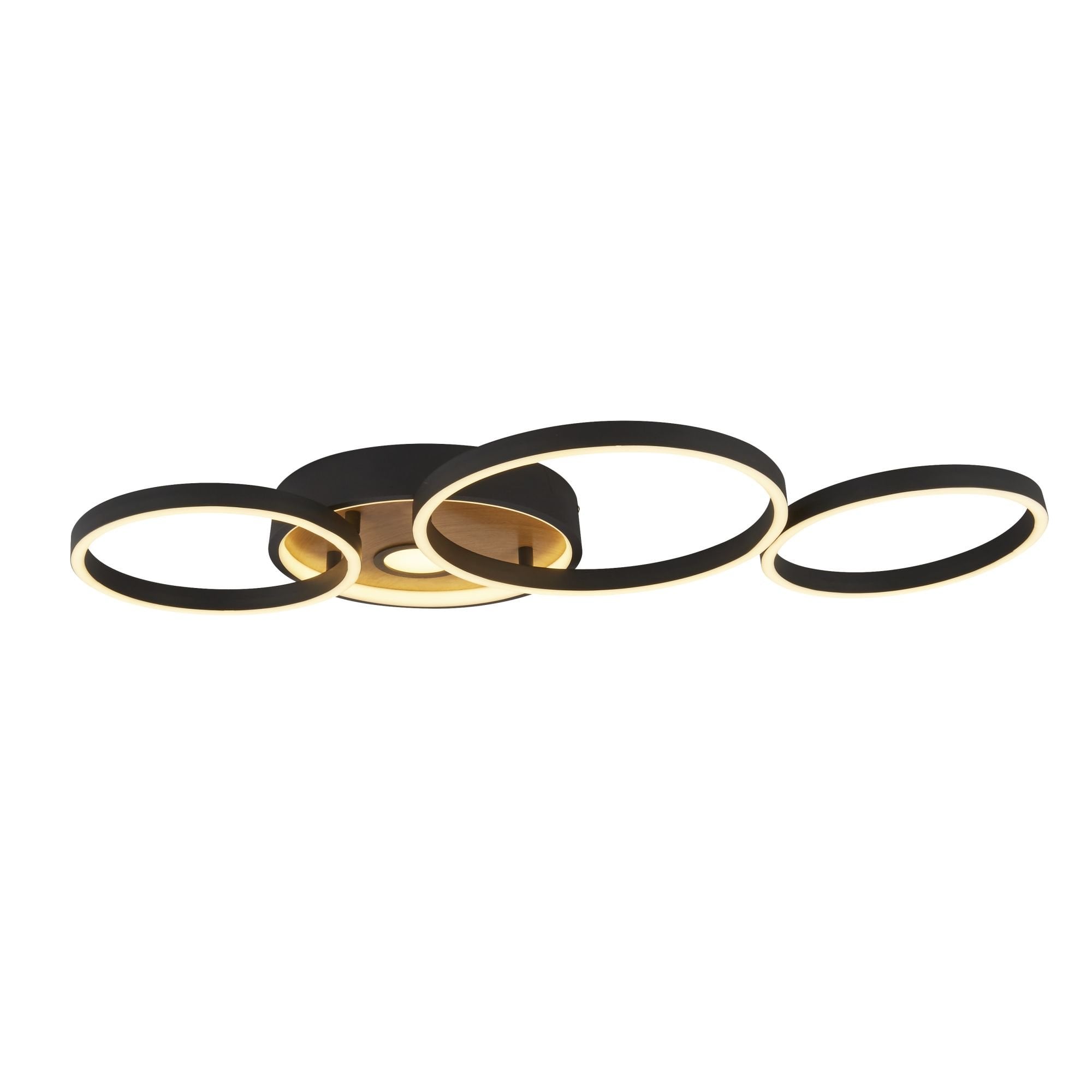 36305-1BK Curio LED Flush Ceiling Light Black Metal Wood