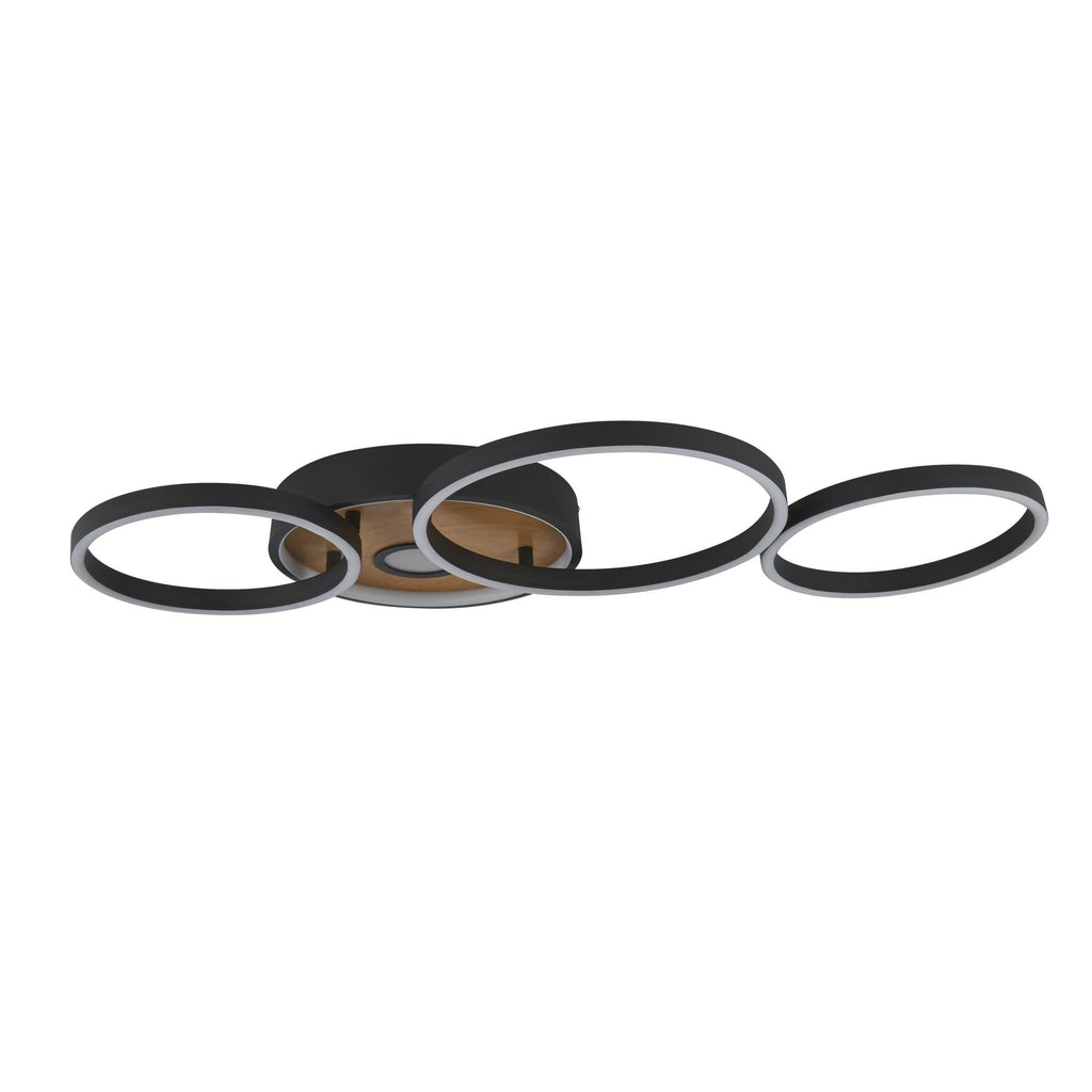 36305-1BK Curio LED Flush Ceiling Light Black Metal Wood