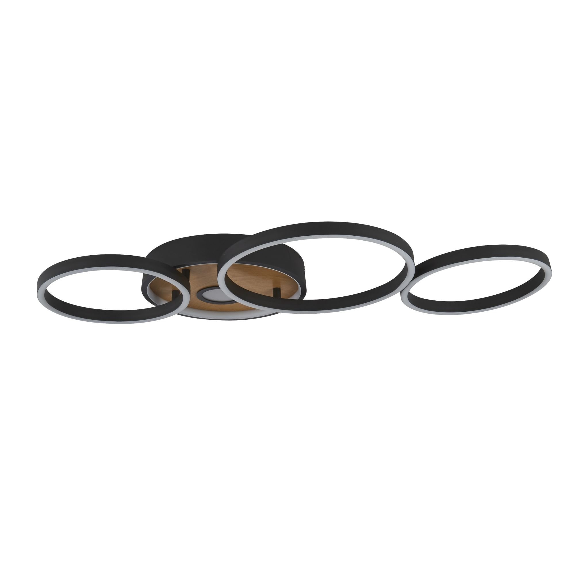 36305-1BK Curio LED Flush Ceiling Light Black Metal Wood