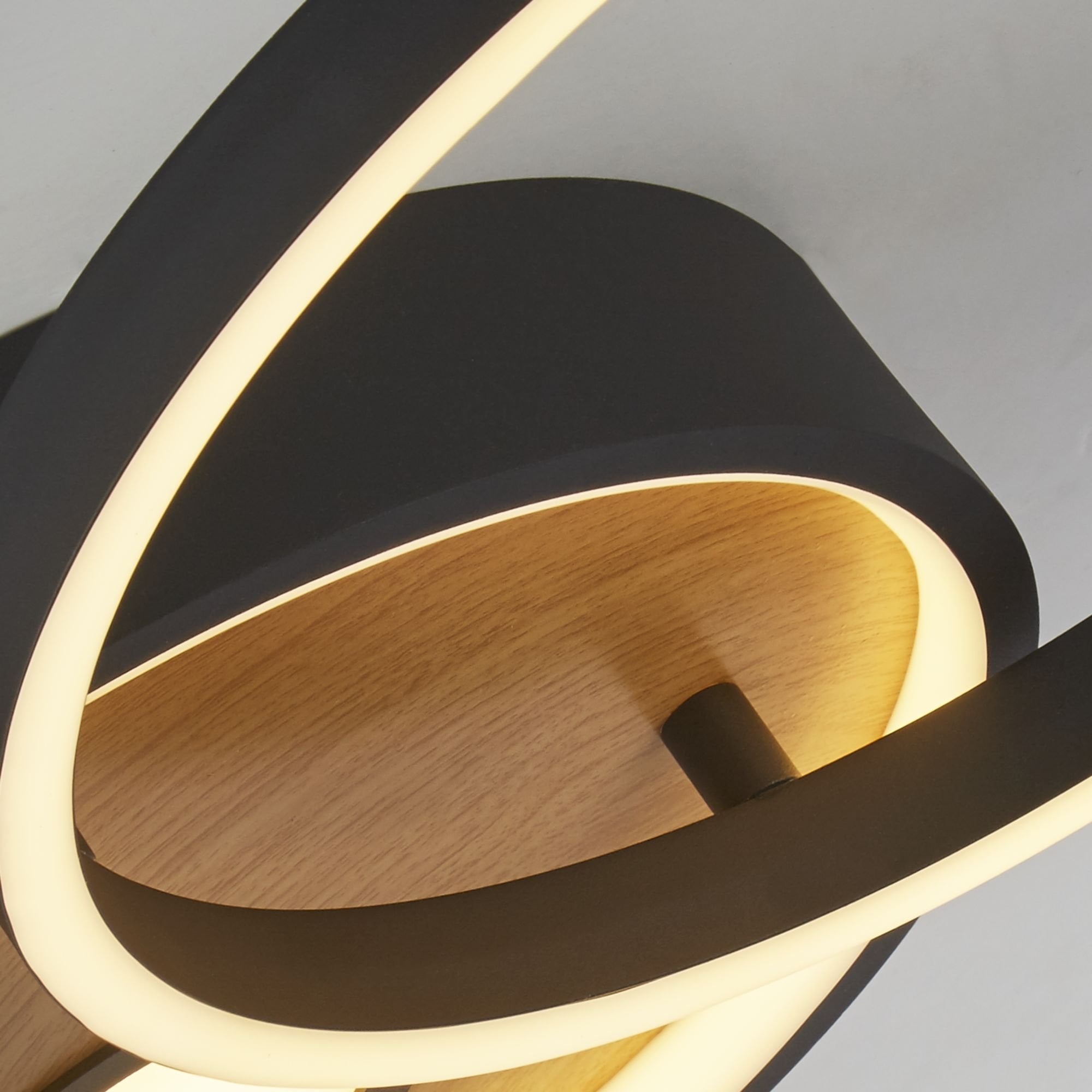 36305-1BK Curio LED Flush Ceiling Light Black Metal Wood