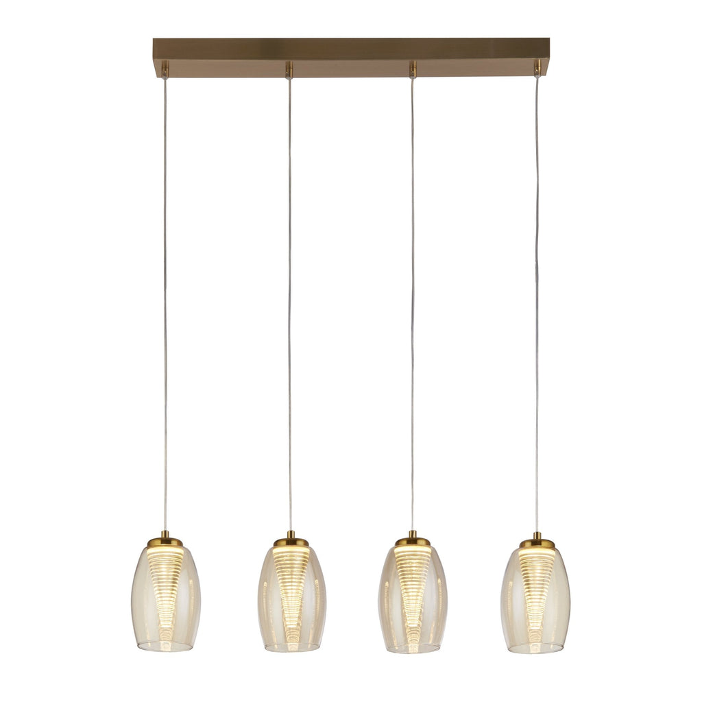 97292-4CP Cyclone 4 Light LED Bar Pendant Bronze Metal Champagne Glass