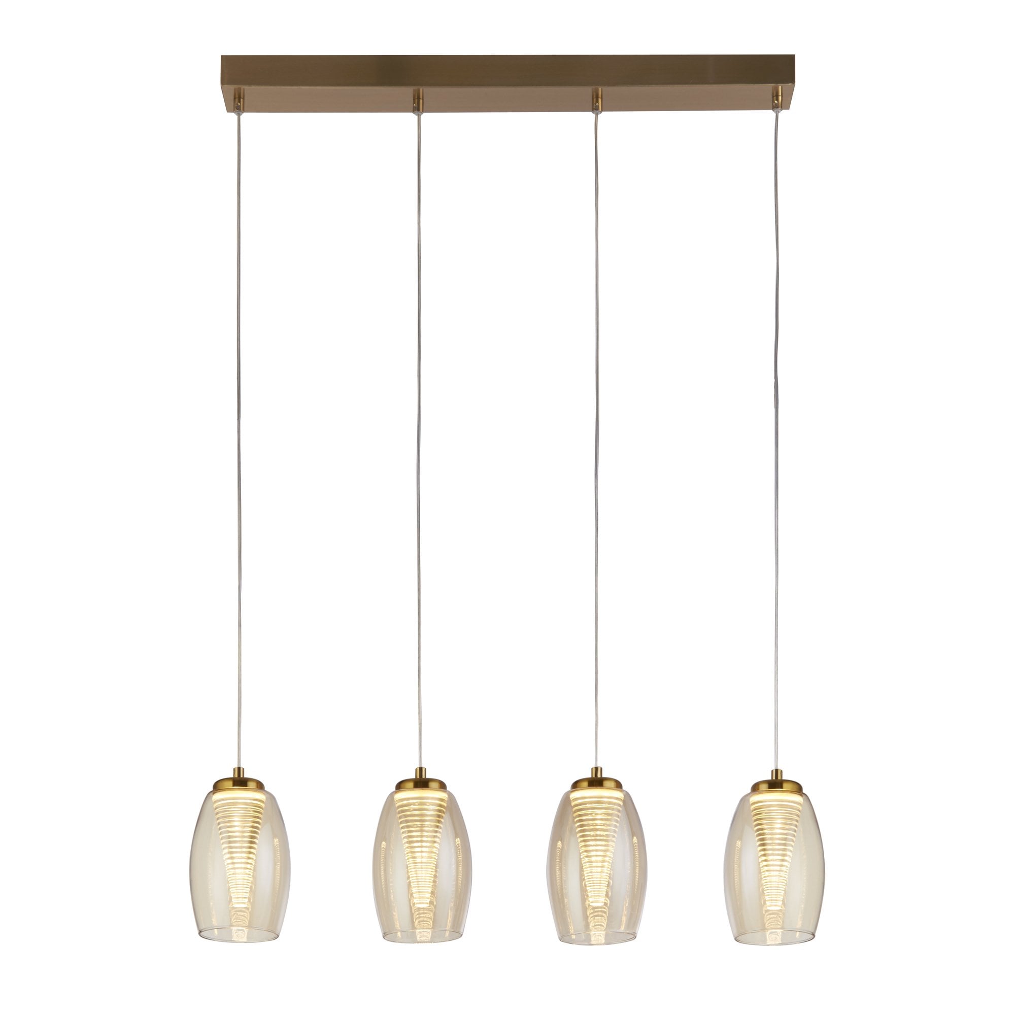 97292-4CP Cyclone 4 Light LED Bar Pendant Bronze Metal Champagne Glass