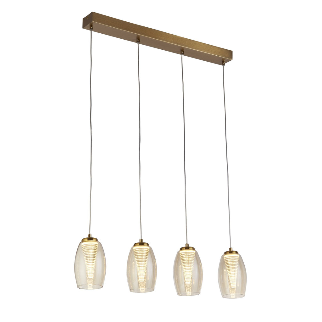 97292-4CP Cyclone 4 Light LED Bar Pendant Bronze Metal Champagne Glass