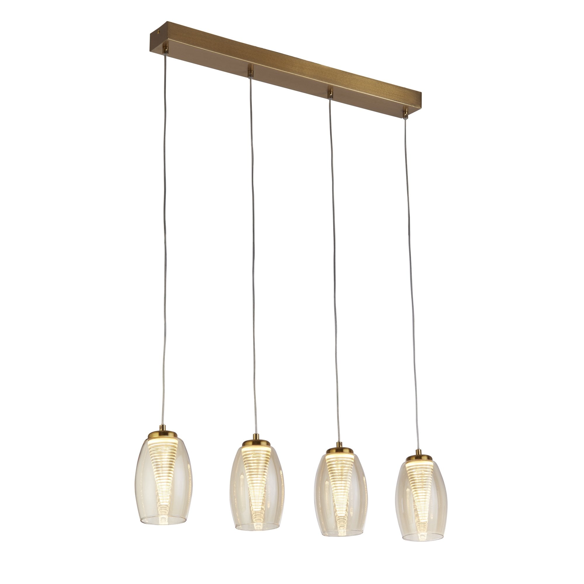 97292-4CP Cyclone 4 Light LED Bar Pendant Bronze Metal Champagne Glass