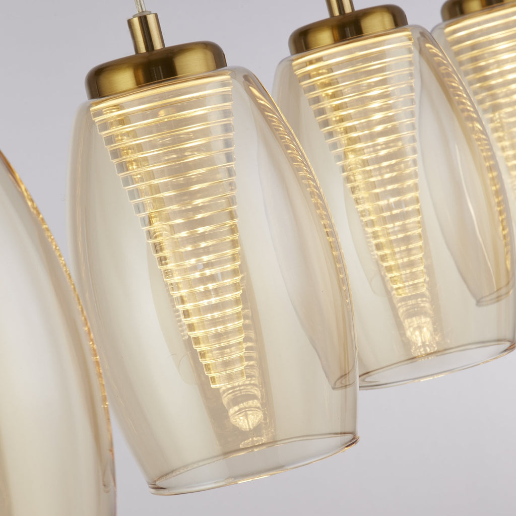 97292-4CP Cyclone 4 Light LED Bar Pendant Bronze Metal Champagne Glass