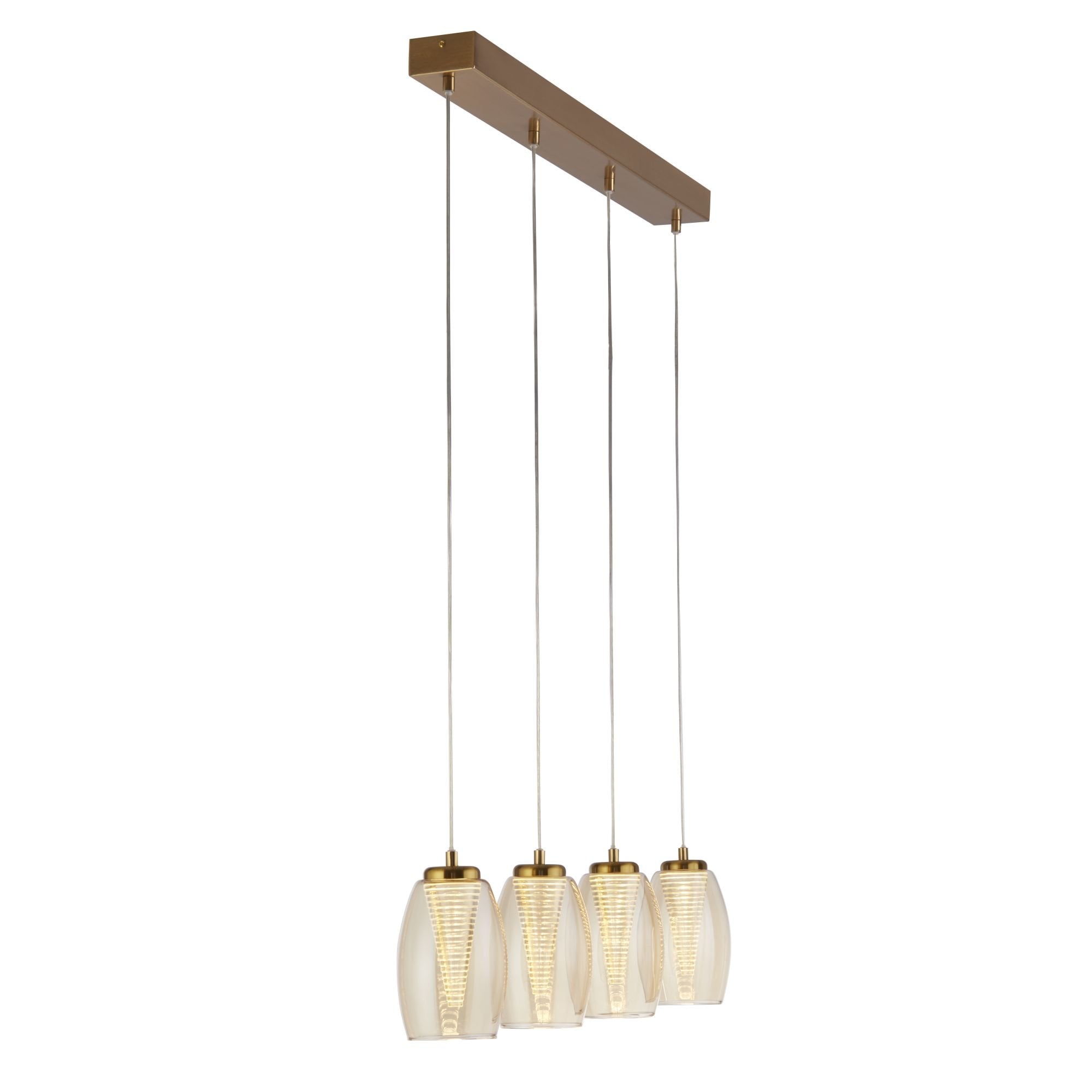 97292-4CP Cyclone 4 Light LED Bar Pendant Bronze Metal Champagne Glass