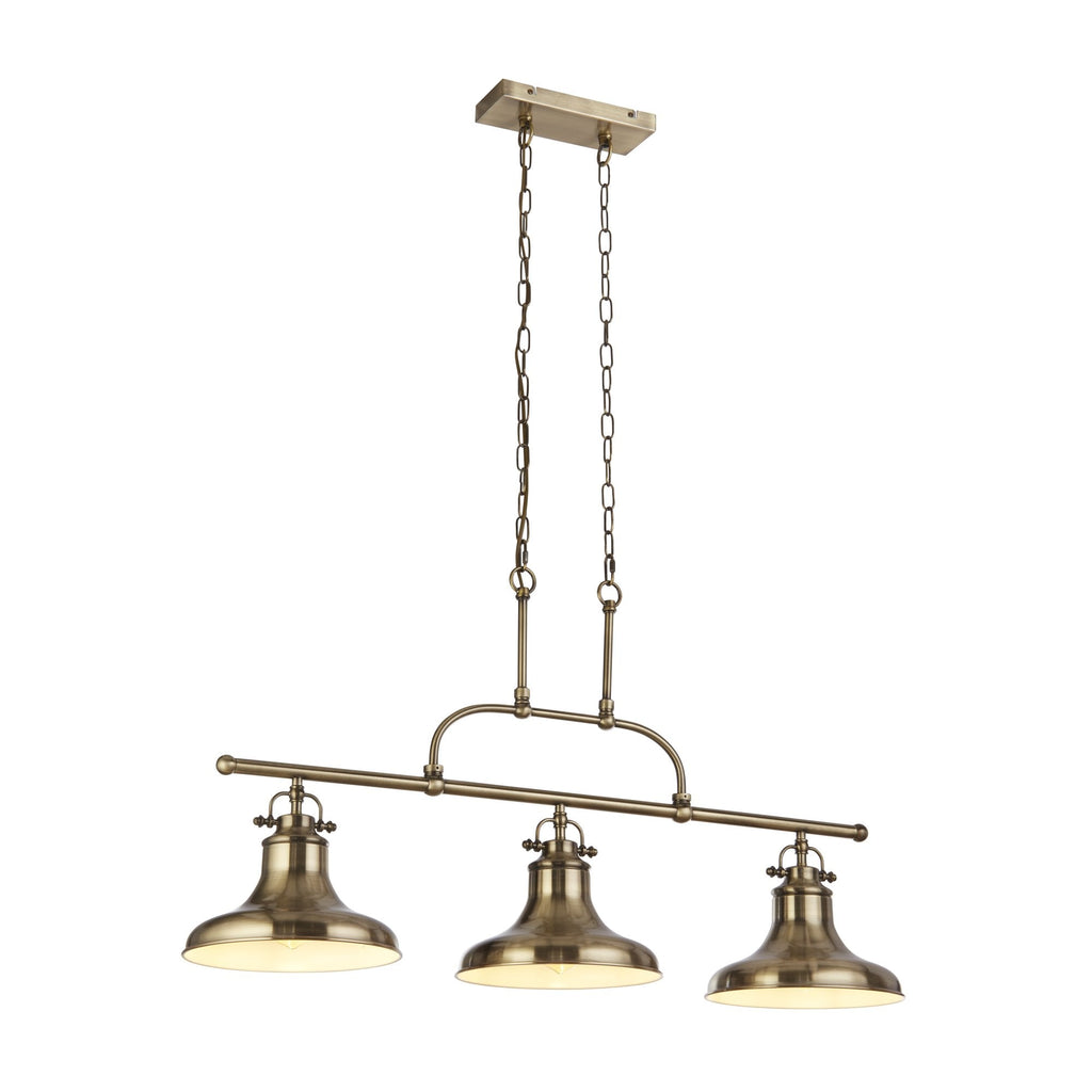 3193-3AB Dallas 3 Light Bar Pendant Antique Brass Metal
