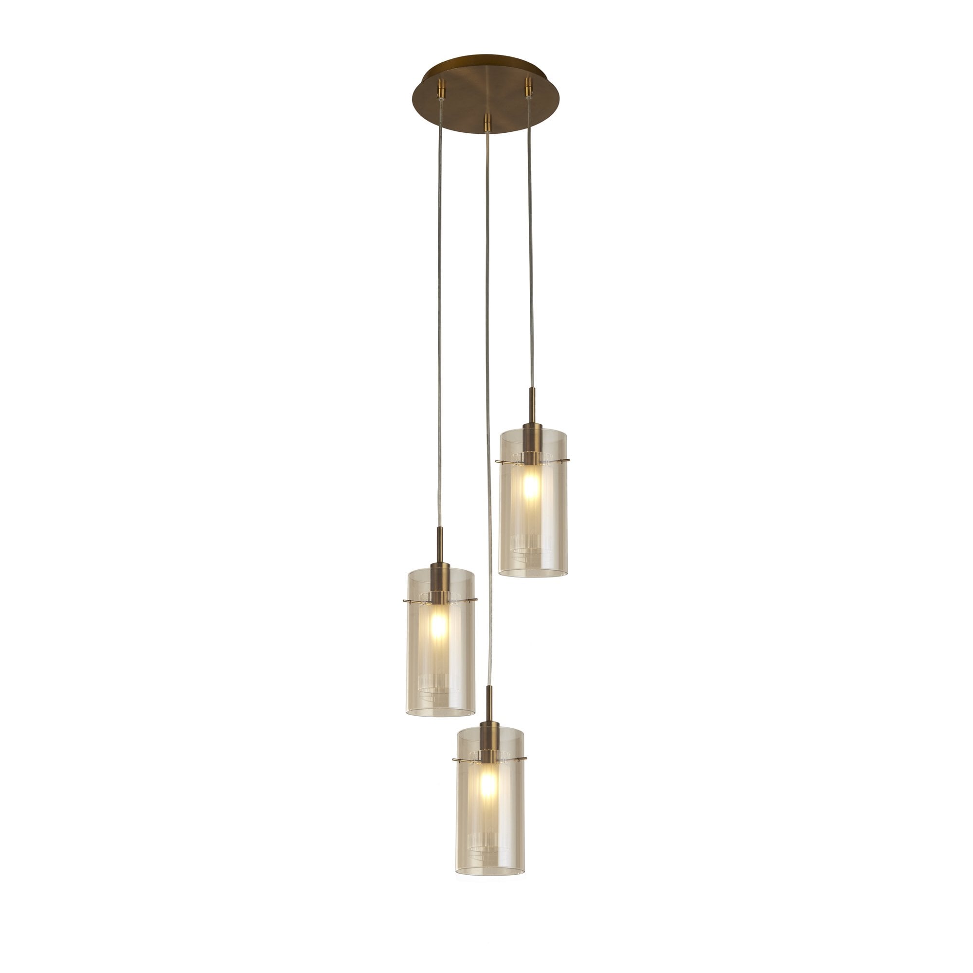 2303-3CP Duo III 3 Light Multi Drop Bronze Metal Champagne Glass