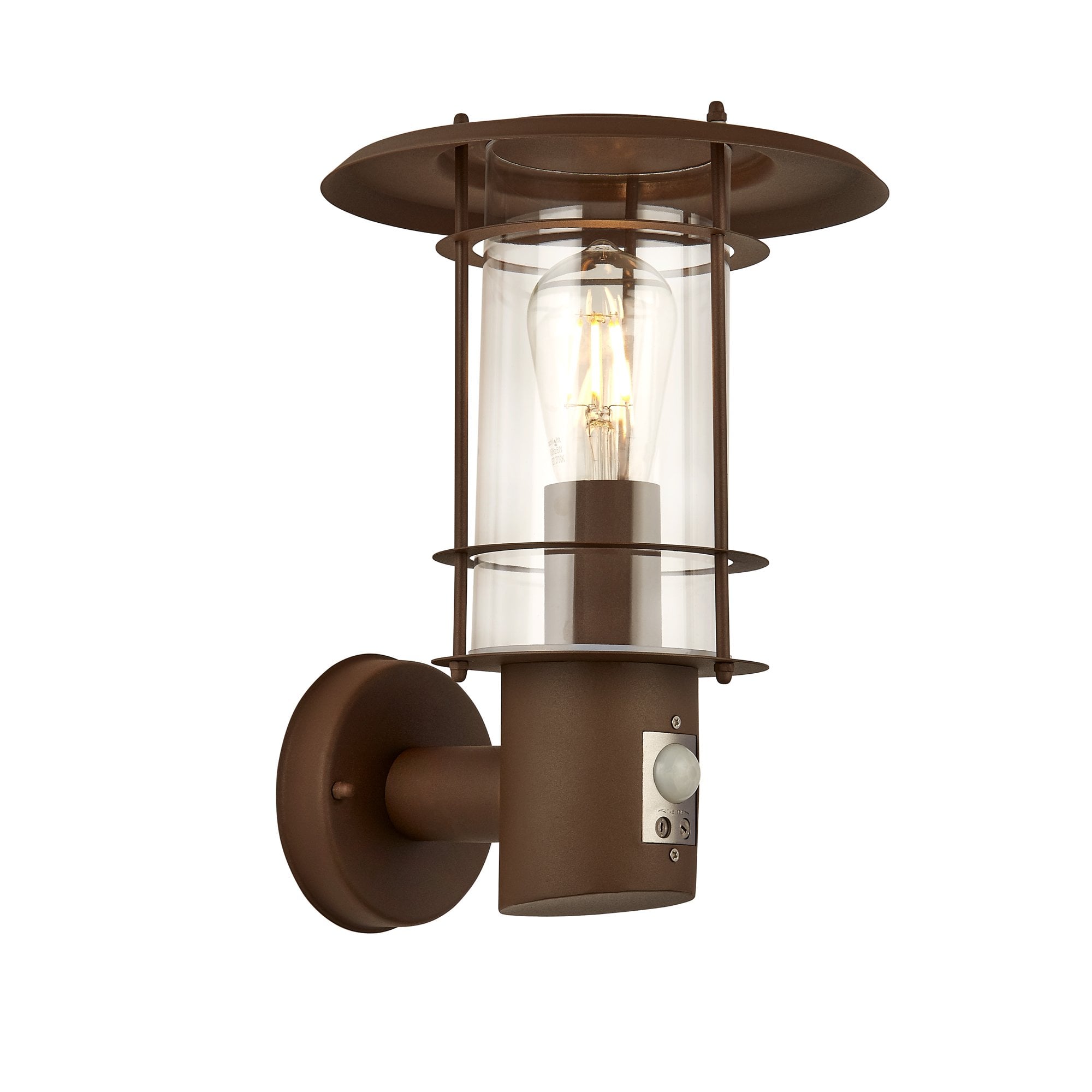 6211RUS Edgeware Outdoor Wall Light + Sensor Rust Brown