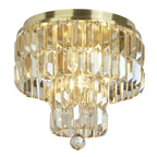 61321-4SB Empire Bathroom 4 Light Flush Satin Brass Metal Champagne Crystal