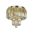 61321-4SB Empire Bathroom 4 Light Flush Satin Brass Metal Champagne Crystal
