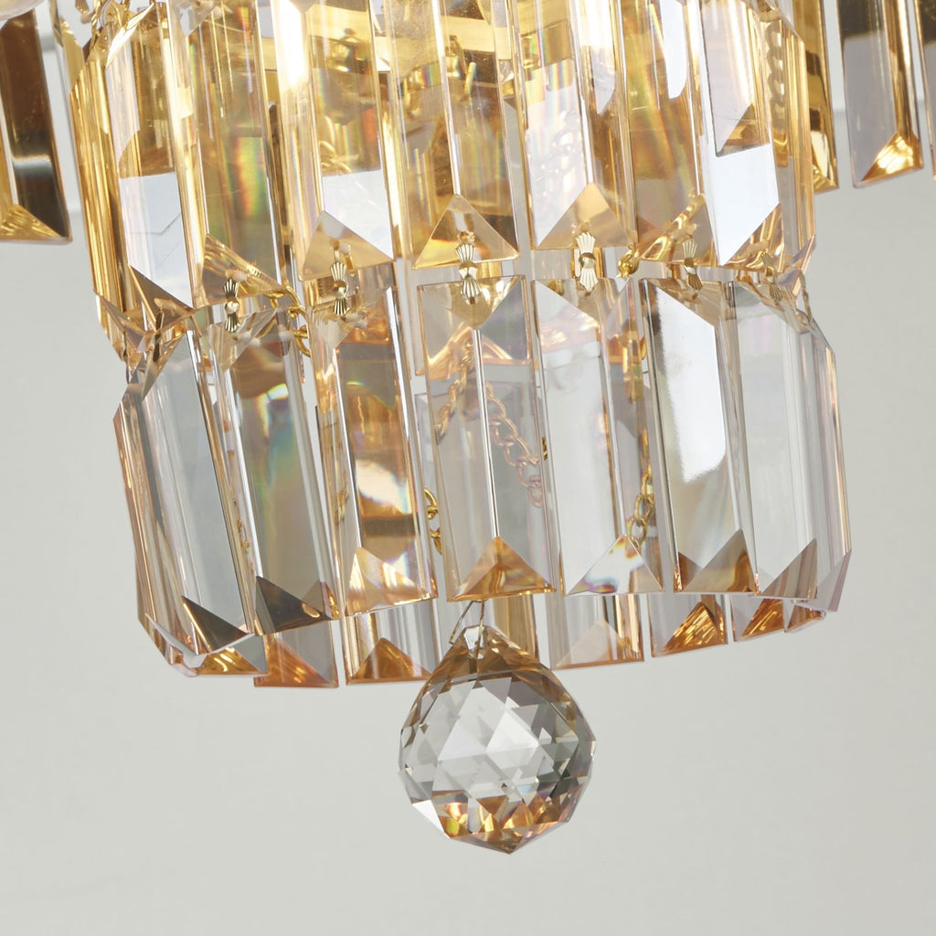 61321-4SB Empire Bathroom 4 Light Flush Satin Brass Metal Champagne Crystal