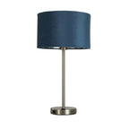58911TE Finn USB Table Lamp Satin Nickel Metal Teal Velvet Shade