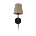 30690-1BK Gothic Wall Light Hammered Black Metal Natural Linen
