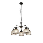 1685-5BK Highworth 5 Light Pendant Black Metal Holophane Style Glass