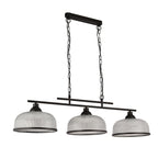 3593-3BK Highworth 3 Light Bar Pendant Black Metal Holophane Style Glass