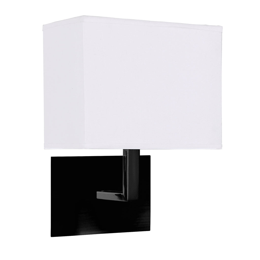 5519BK Hotel Wall Light Matt Black Metal White Fabric Shade