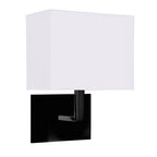 5519BK Hotel Wall Light Matt Black Metal White Fabric Shade