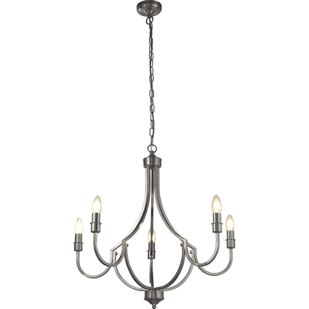 82915-5SS Lodge 5 Light Pendant Satin Silver Metal